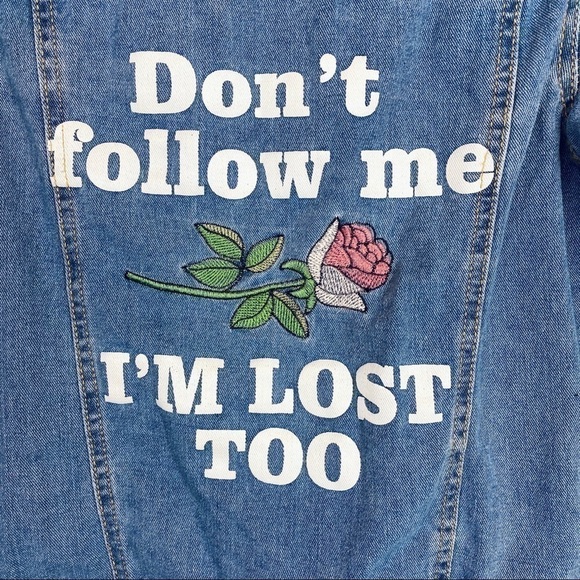 𝅺DENIM Jean Jacket “Don’t Follow Me” - Picture 4 of 6